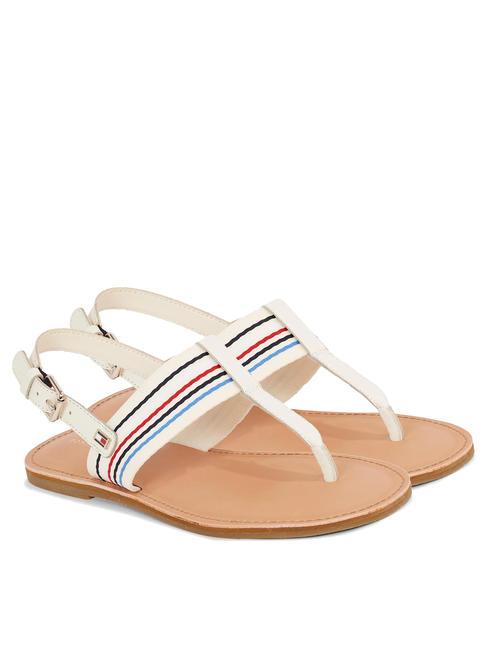 TOMMY HILFIGER FLAT STRIPES Sandales tongs à bride arrière calicot - Chaussures Femme