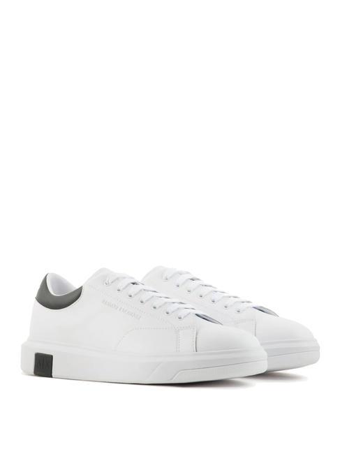 ARMANI EXCHANGE ACTION Baskets en cuir op.blanc + noir - Chaussures Homme