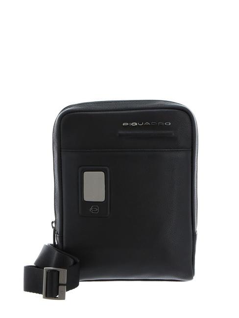 PIQUADRO AKRON Sac bandoulière en cuir pour iPad mini Noir - Sacs en Bandoulières pour Homme