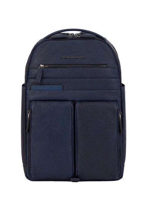 PIQUADRO PAAVO Sac à dos pour ordinateur portable 15,6", en cuir bleu - Sacs à dos pour ordinateur portable