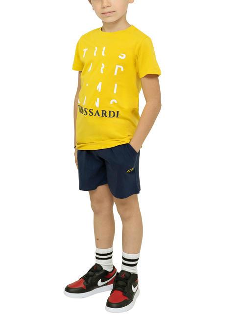 TRUSSARDI VIOLA Ensemble t-shirt et bermuda en coton jaune/ind - Survêtements pour enfants