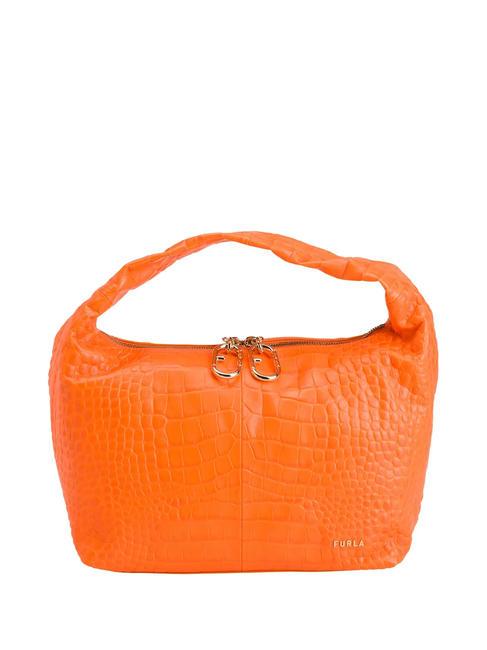 FURLA GINGER Petit sac à main en cuir de coco orange fluo - Sacs pour Femme