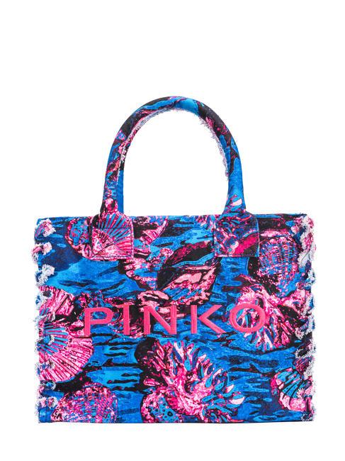 PINKO BEACH Sac shopping en toile recyclée mult.bleu/rose - Sacs pour Femme