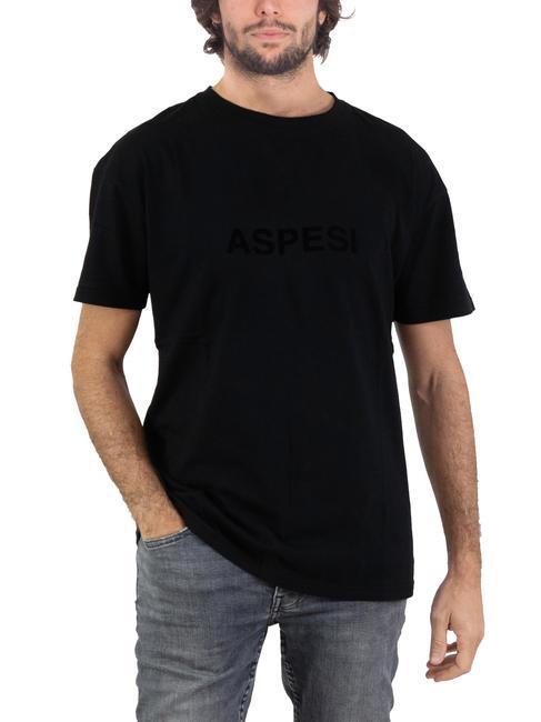 ASPESI BASIC FLOCK T-shirt en coton avec logo noir - T-shirt