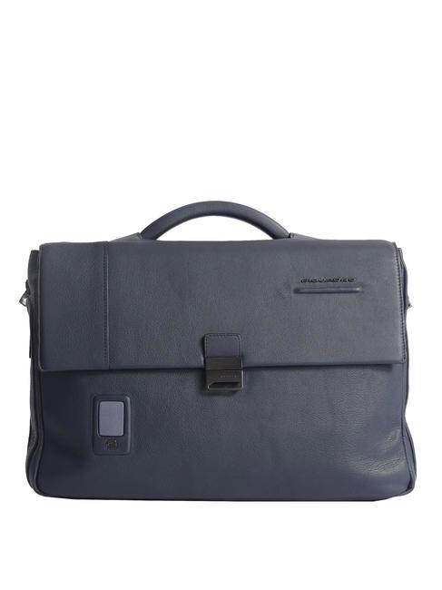 PIQUADRO AKRON  Porte-documents en cuir extensible, support PC 15,6 " bleu - Porte Documents Travail