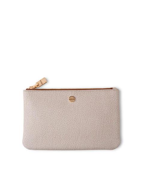 BORBONESE VITE COATED Sachet en tissu gaufré sable - Pochettes & Trousses