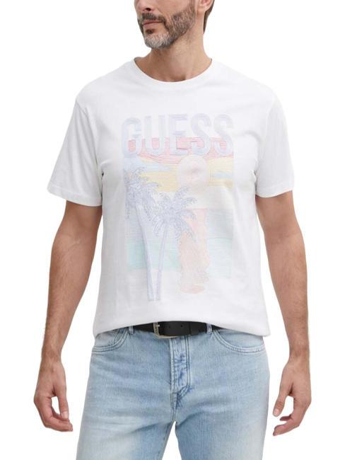 GUESS SUMMER TRIANGLE T-shirt en cotton blanc pur - T-shirt