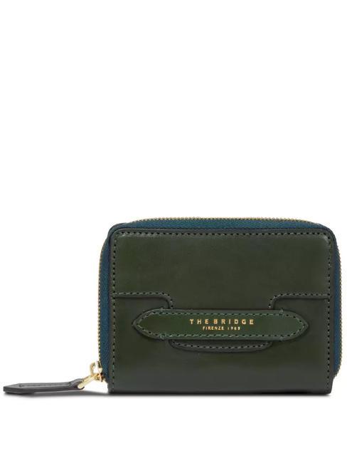 THE BRIDGE LUCREZIA Portefeuille compact en cuir malachite de couleur or - Portefeuilles Femme