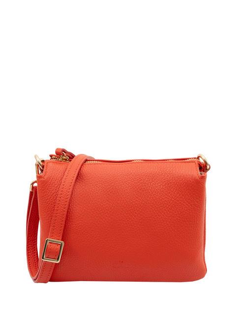 LESAC SIMONA Sac porté épaule en cuir Tris Dollar corail - Sacs pour Femme