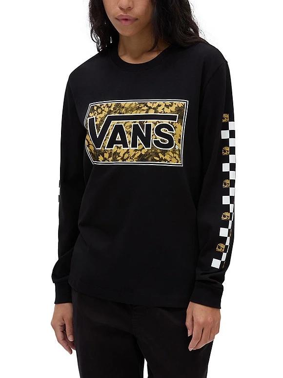 Vans Abstract Flower T Shirt En Coton A Manches Longues Noir Achetez A Prix Outlet