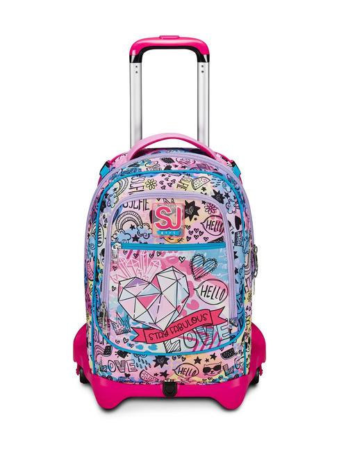 SJGANG COLORJAM Sac à dos trolley 3 en 1, amovible IBIS ROSE - Sacs à dos à roulettes
