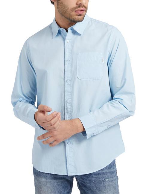 GUESS CORE  Chemise en coton extensible bleu des voies respiratoires - Chemises pour hommes