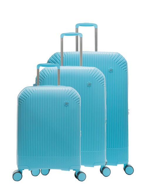LESAC LIGHT POP 1 Ensemble chariot : cabine + moyen et grand extensible bleu d'eau - Ensemble Valises