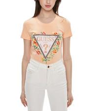 GUESS TRIANGLE FLOWERS T-shirt en coton extensible - T-shirt
