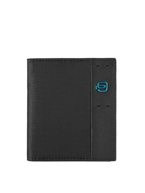 PIQUADRO P16 Porte-cartes en cuir et tissu chevron noir - Portefeuilles Homme