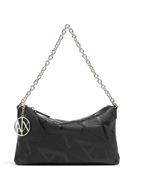 ARMANI EXCHANGE A|X EMBOSSED Sac porté épaule à chaîne noir noir - Sacs pour Femme