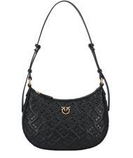 PINKO HALF MOON MINI  Sac bandouli&egrave;re, en cuir noir-or antique - Sacs pour Femme - 1