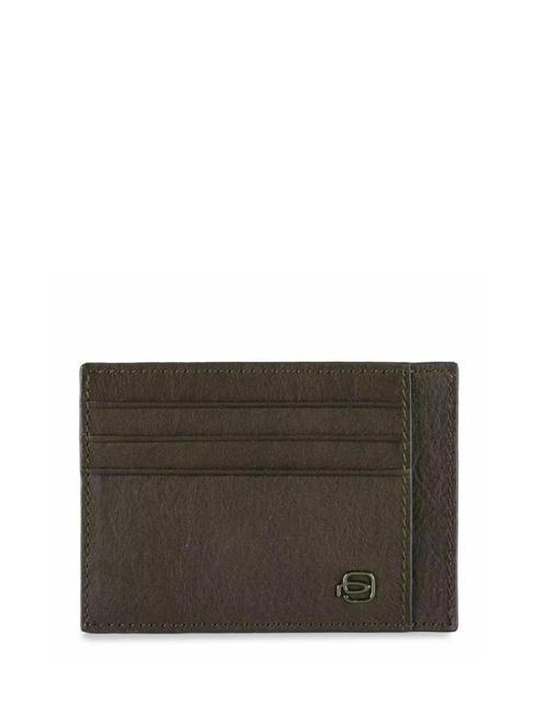 PIQUADRO BLACK SQUARE Porte-cartes plat en cuir cheveux noirs - Portefeuilles Homme