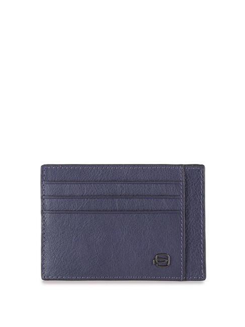 PIQUADRO BLACK SQUARE Porte-cartes plat en cuir bleu - Portefeuilles Homme