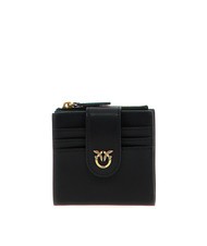 PINKO MULTI PURPOSE Portefeuille compact en cuir noir-or antique - Portefeuilles Femme - 1