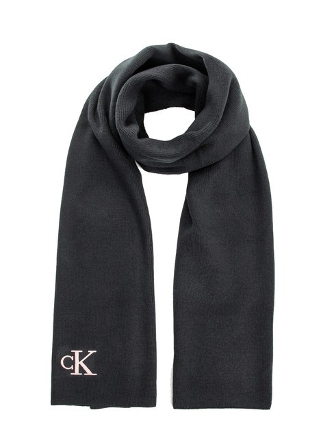 CALVIN KLEIN CK JEANS MONOGRAM EMBRO Écharpe en polyester recyclé noir/rose poudré - Écharpes