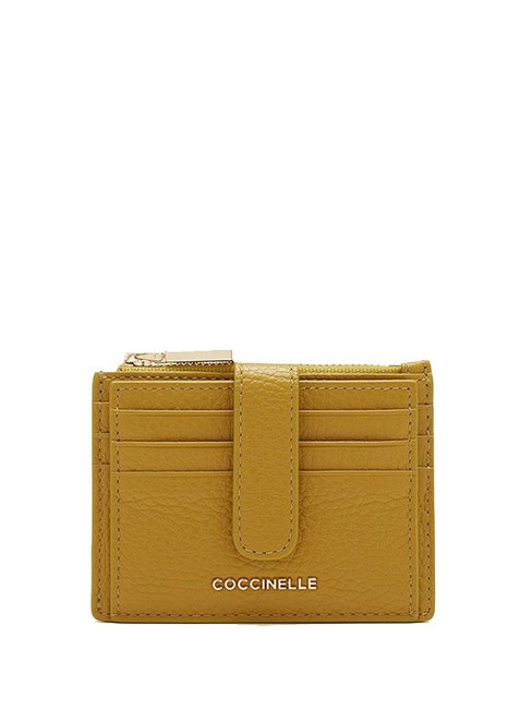 COCCINELLE METALLIC SOFT Portefeuille plat en cuir texturé Citronnelle - Portefeuilles Femme