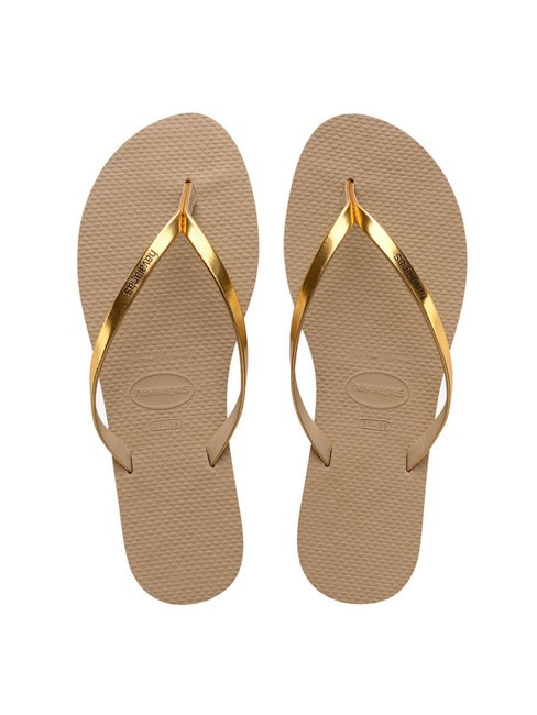 HAVAIANAS YOU METALLIC Tongs en caoutchouc sable doré métallisé - Chaussures Femme
