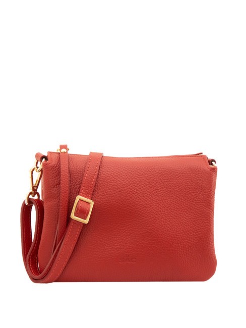 LESAC SIMONA Sac porté épaule en cuir Tris Dollar rouge - Sacs pour Femme