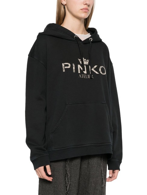 PINKO BASSANI Sweatshirt à capuche limousine noire - Sweat-shirts pour femmes