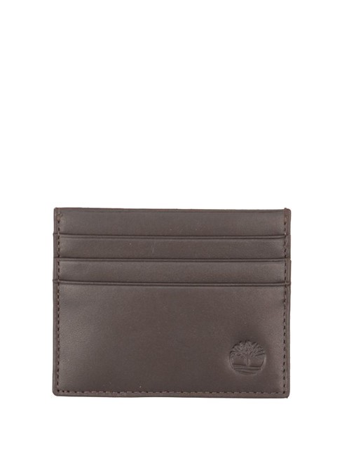 TIMBERLAND TB Porte-cartes plat en cuir marron foncé - Portefeuilles Homme