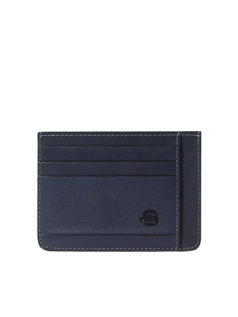 PIQUADRO DAVID Porte-cartes de crédit plat en cuir bleu - Portefeuilles Homme