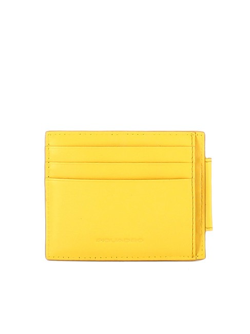 PIQUADRO URBAN Porte-cartes de crédit en cuir avec zip jaune - Portefeuilles Homme