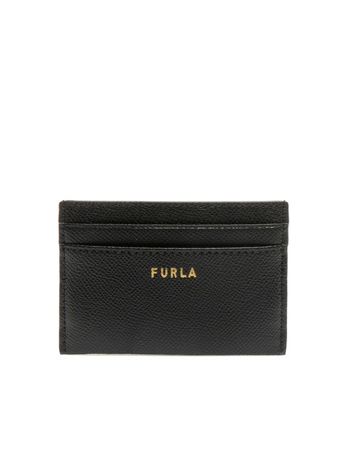 FURLA GARDENIA Porte-cartes en cuir imprimé Andromeda Noir - Portefeuilles Femme