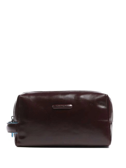 PIQUADRO BLUE SQUARE  Trousse de beauté en cuir ACAJOU - Trousses