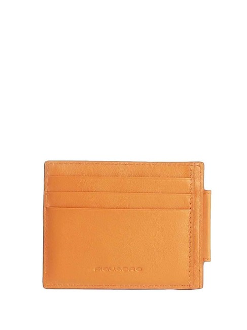 PIQUADRO URBAN Porte-cartes de crédit en cuir avec zip ORANGE - Portefeuilles Homme