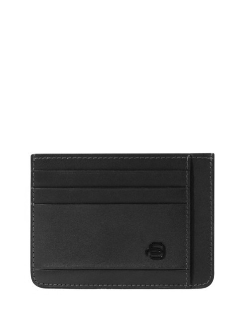 PIQUADRO DAVID Porte-cartes de crédit plat en cuir Noir - Portefeuilles Homme