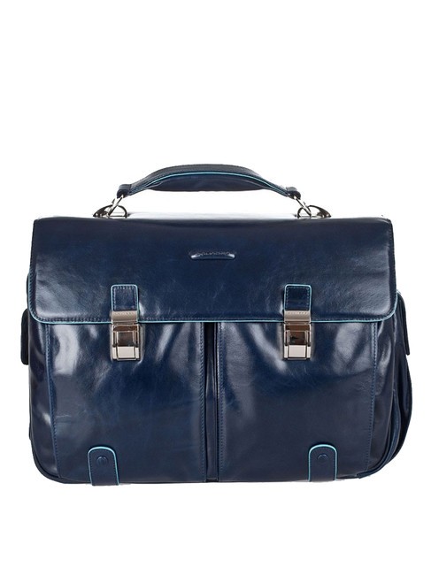 PIQUADRO Porte document Ligne BLUE SQUARE OUT; 2 soufflets bleu - Porte Documents Travail