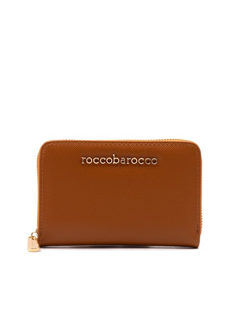 ROCCOBAROCCO LOGO METALLICO Portefeuille moyen zippé autour bronzer - Portefeuilles Femme