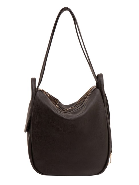 LESAC TRIO  Sac à dos en cuir martelé café25 - Sacs pour Femme