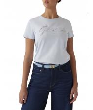 GUESS SS SCRIPT LACE LOGO EASY  T-shirt en coton bleu des voies respiratoires - T-shirt - 1