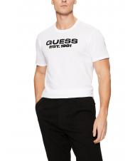 GUESS SS BSC VELVET LOGO  T-shirt en coton blanc pur - T-shirt - 1