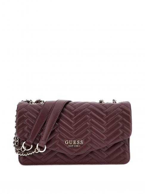 GUESS ANNING Sac matelassé transformable aubergine - Sacs pour Femme