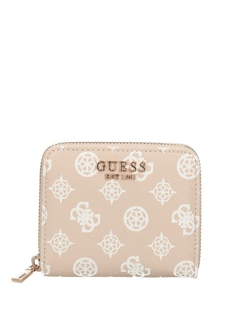 GUESS LAUREL Peony Mini portefeuille zippé logo de sable - Portefeuilles Femme