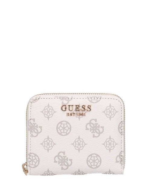 GUESS LAUREL Peony Mini portefeuille zippé logo blanc - Portefeuilles Femme