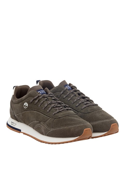 NORTH SAILS TAILER SUEDE Baskets en cuir suédé kaki-blanc cassé-navy023 - Chaussures Homme