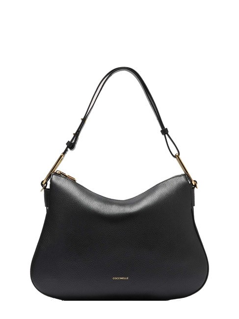 COCCINELLE MAGIE SOFT Sac bandoulière en cuir martelé Noir - Sacs pour Femme