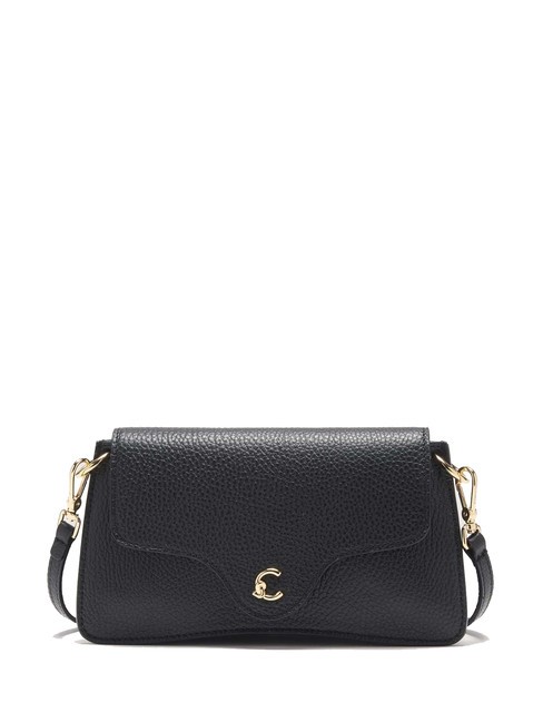 COCCINELLE C-ME Sac en cuir martelé à rabat Noir - Sacs pour Femme