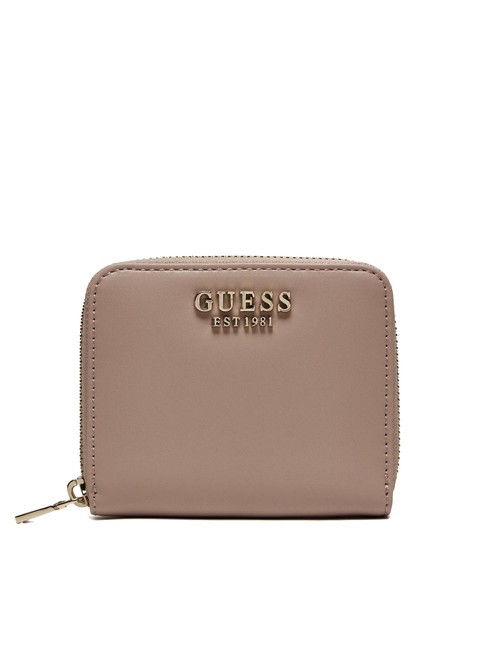 GUESS LAUREL  Mini portefeuille zippé taupe foncé - Portefeuilles Femme