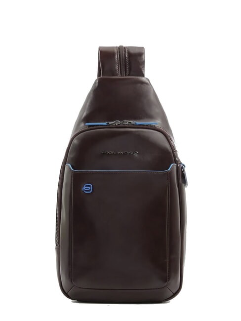 PIQUADRO BLUE SQUARE Sac à dos asymétrique en cuir ACAJOU - Sacs en Bandoulières pour Homme