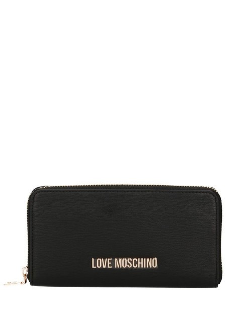 LOVE MOSCHINO LETTERING Portefeuille zippé Noir - Portefeuilles Femme